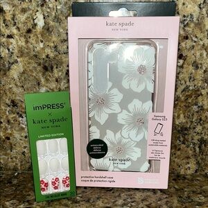 Kate Spade Floral Samsung Galaxy S23 Case-White, & Kate Spade imPRESS nail set